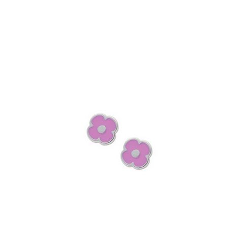 Детские серьги из полированной стали в виде фиолетовых цветков